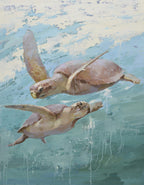 36x48 Modern oil painting of 2 sea turtles  in ocean 72071027 image 0
