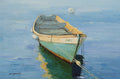 438790 green boat; 24"x36", Giclee on canvas image 0