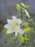 12x16 oil painting on canvas of white daylily flowers 22010520 image 0