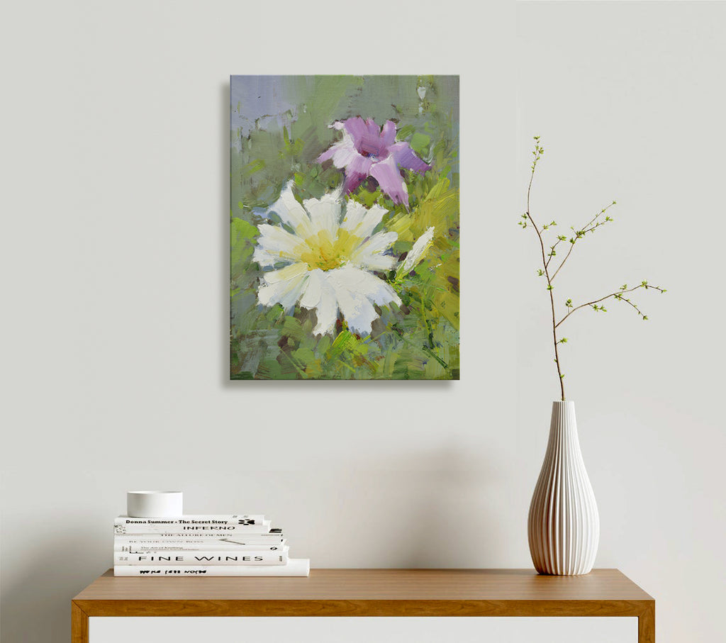12x16 oil painting on canvas of petunia flowers 22010548 image 1