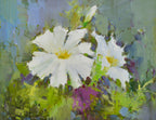 12x16 oil painting on canvas of white petunia flowers 22010535 image 0