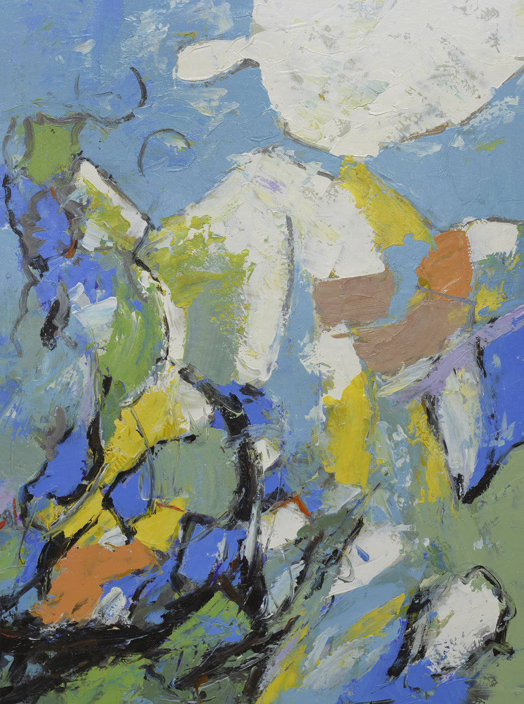Studio art 36X48 large abstract oil painting on with bright colors S-81912604 image 0