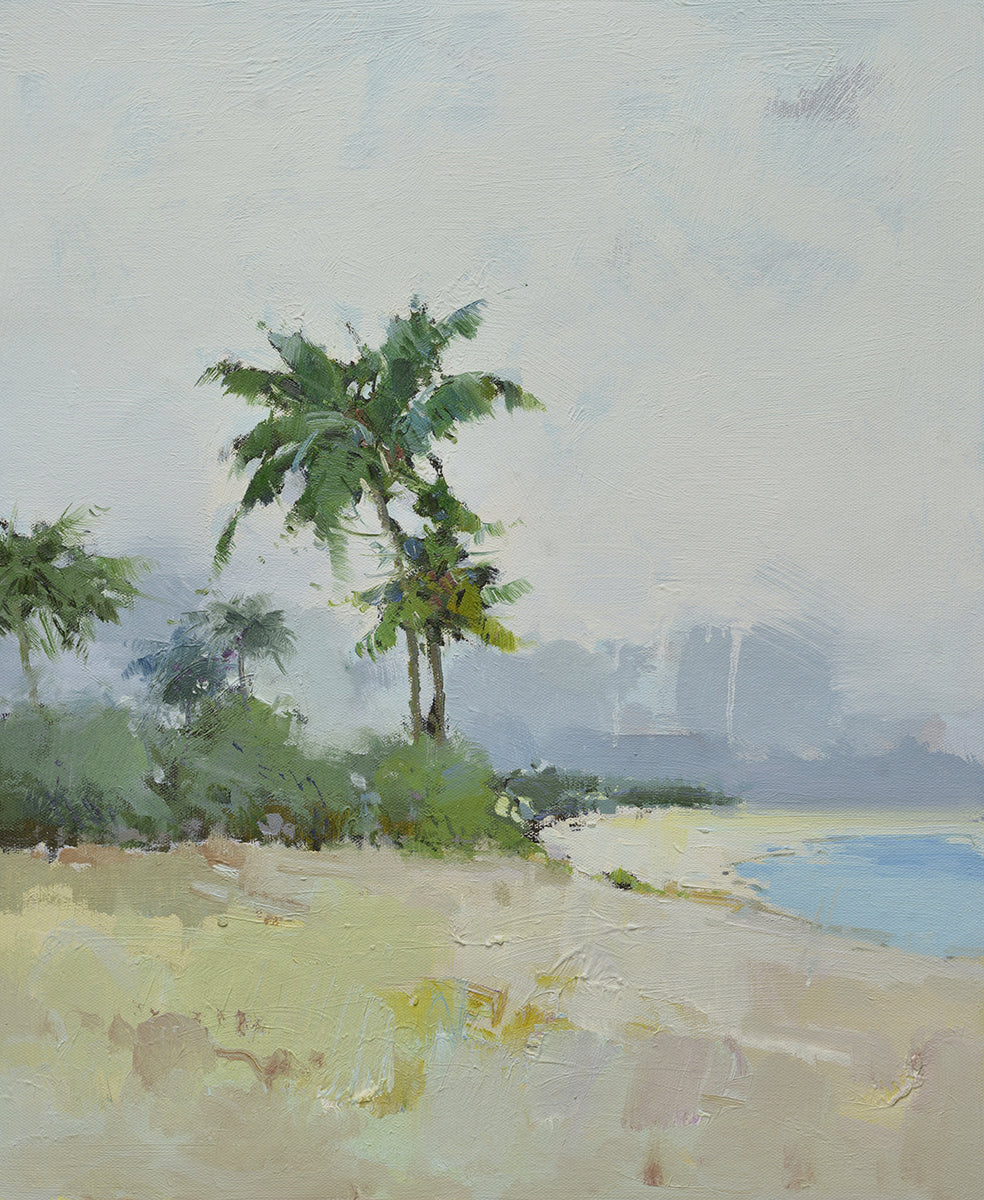 20x24 oil painting of modern beach landscape with palm tree 32071011 image 0