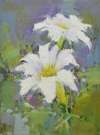 12x16 oil painting on canvas of petunia flowers 22010549 image 0