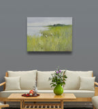 12x16 oil painting on canvas of egrets in marsh landscape 22010531 image 1