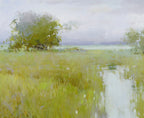 Original Oil Painting – "Sky in the Marsh" | Wetland Water Reflection | Serene Nature Landscape Art