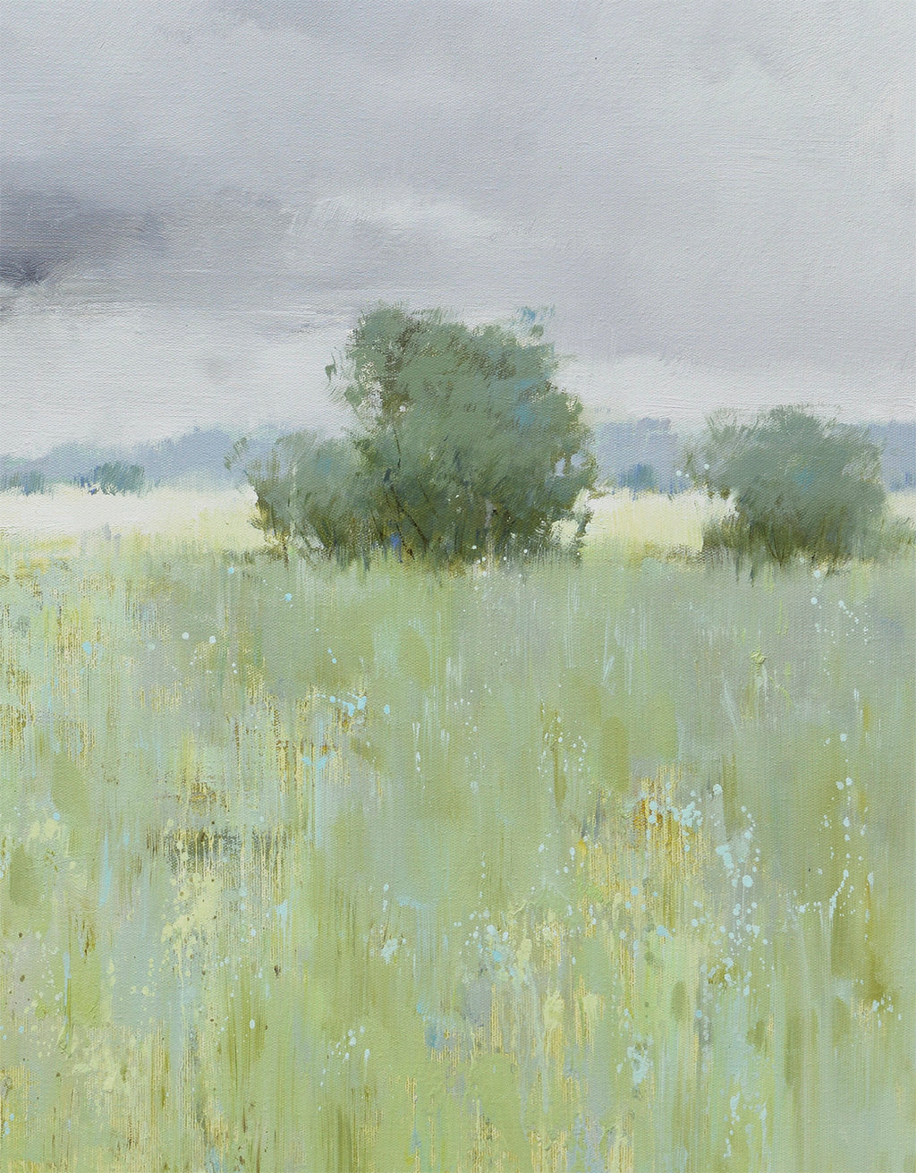 Original Oil Painting – "Whispers Before Rain" | Impressionist Green Meadow Landscape | Hand-Painted Fine Art