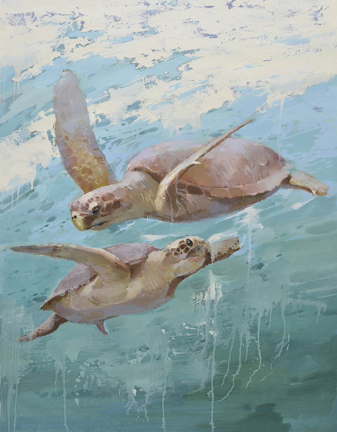Modern Giclee on canvas of 2 sea turtles  in ocean 72071027G image 0