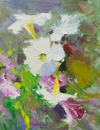 12x16 oil painting on canvas of white petunia flowers 22010536 image 0