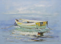 Studio art 36X48 large abstract oil painting of boat on water S-81912505 image 0