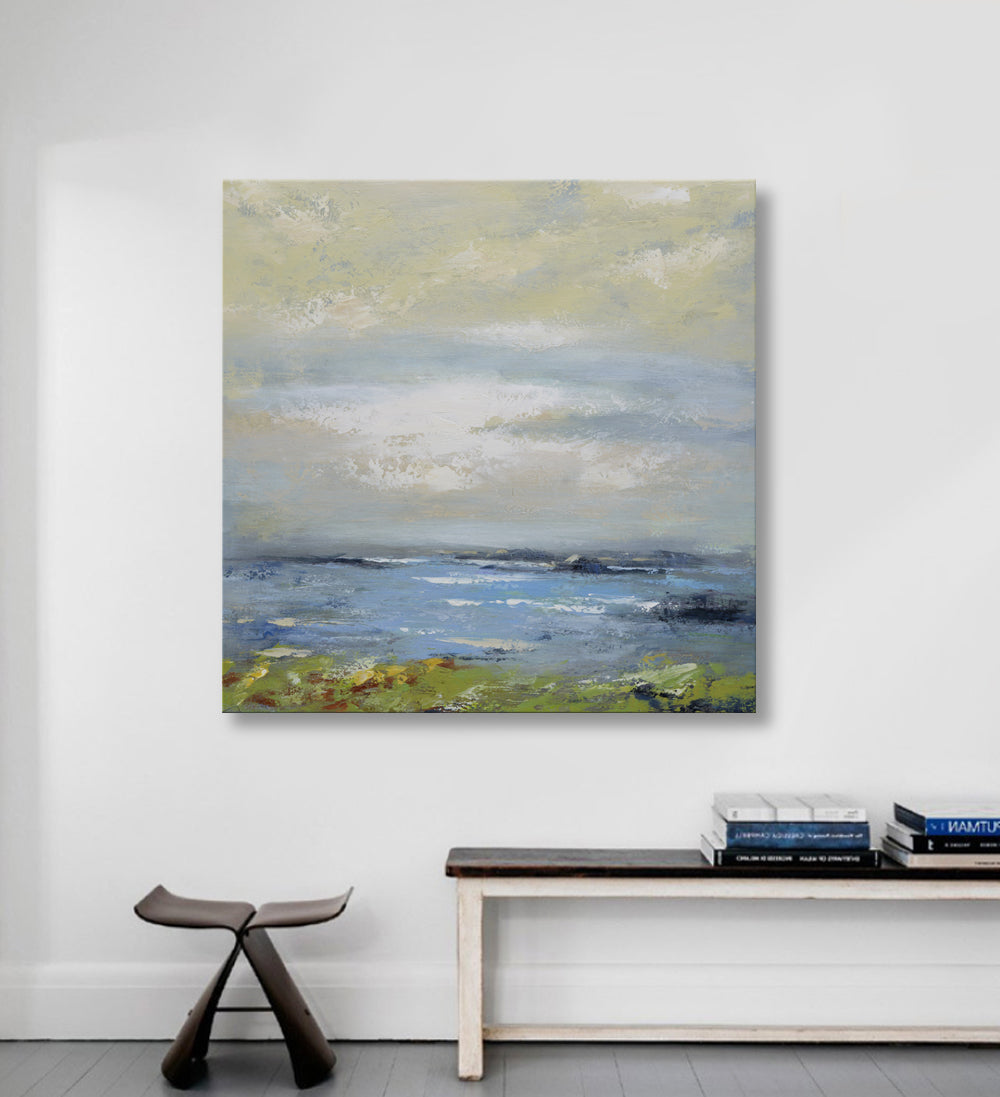 Studio art 35X35 large abstract lakeview oil painting S-71912105 image 1