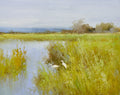12x16 oil painting on canvas of egrets in marsh landscape 22010527 image 0