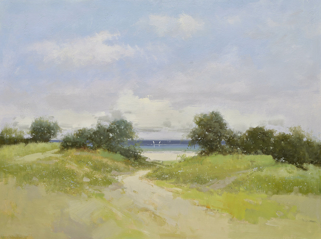 36x48 Modern oil painting of ocean view with path way 72071031 image 0