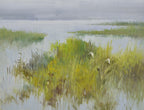 12x16 oil painting on canvas of egrets in marsh landscape 22010529 image 0