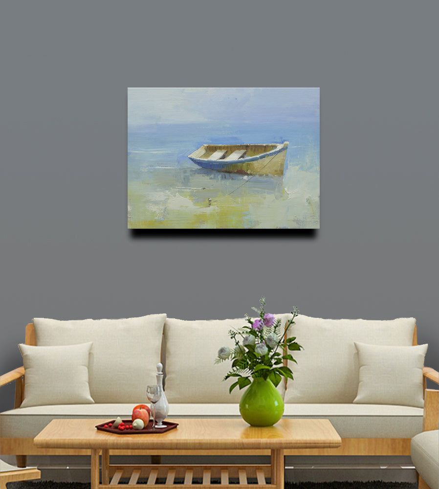 12x16 oil painting on canvas of boat on beach 22010537 image 1