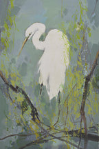 24x36 oil painting on canvas of white egret on tree branch 41992812 image 0