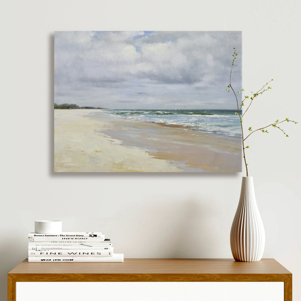 36x48 Modern oil painting of white sand beach 72071029 image 1