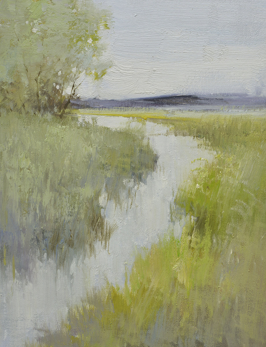 12x16 oil painting on canvas of egrets in marsh landscape 22010532 image 0
