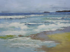 Studio art 36X48 large abstract oil painting of beach waves S-81912507 image 0