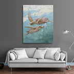 36x48 Modern oil painting of 2 sea turtles  in ocean 72071027 image 1